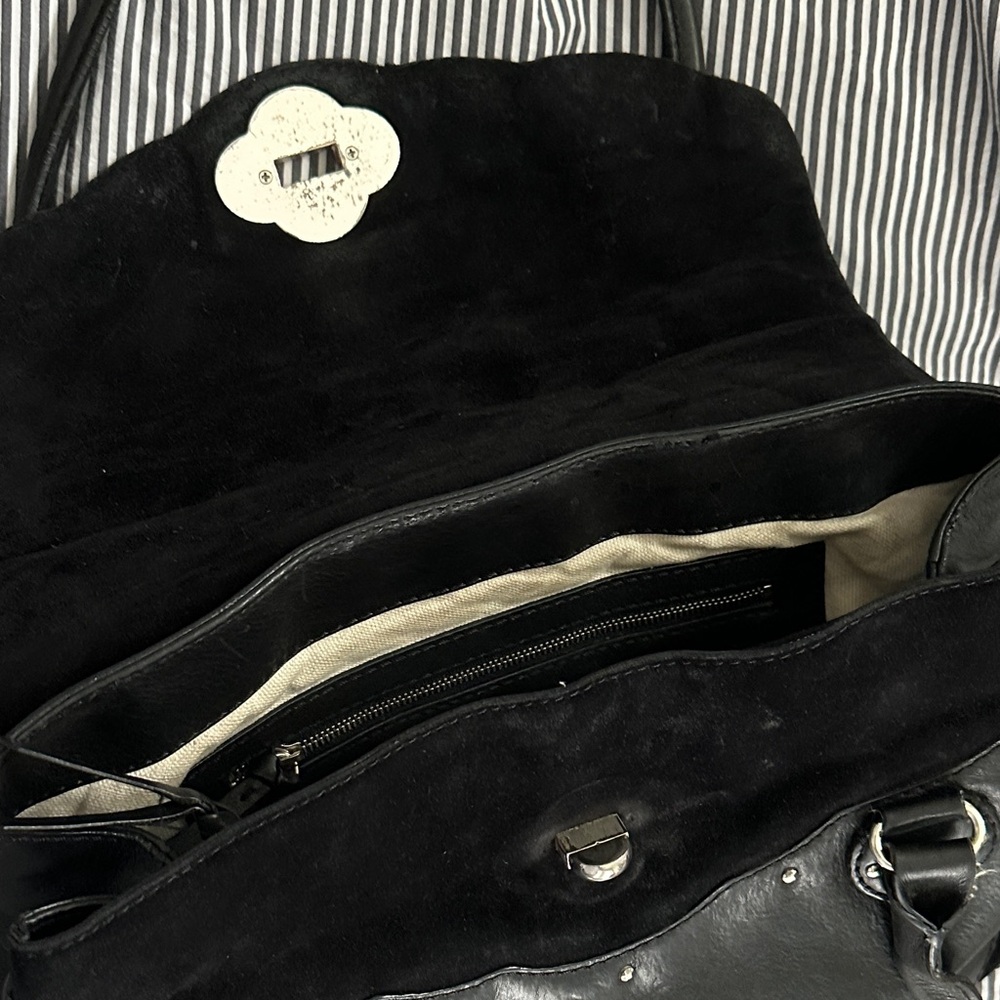 Michael Kors Black Leather Satchel with Silver Accents - Picture 8 of 16